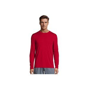 Hanes Cool DRI Performance Men's Long-Sleeve T-Shirt-482L-Deep Red